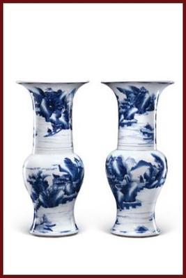 青花山水人物圖花觚的鑒定、交易與市場走勢